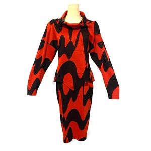 Vintage 80s Nouvelle By Susan Miller Asymmetrical Top Pencil Skirt set S/M